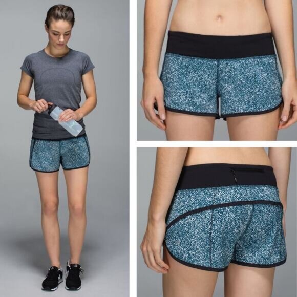 LULULEMON Run: Speed Short Size 8 Pebble Print Parfait Pink Alberta Lake/Black - Picture 1 of 8